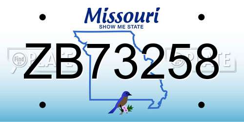 ZB73258 Missouri License Plate