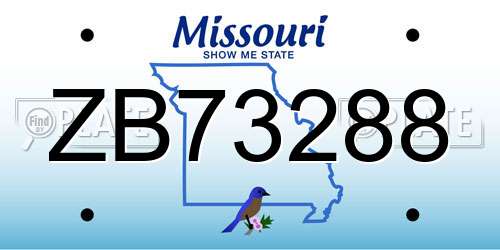 ZB73288 Missouri License Plate
