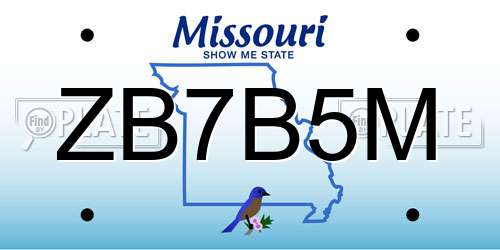 ZB7B5M Missouri License Plate