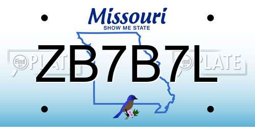 ZB7B7L Missouri License Plate