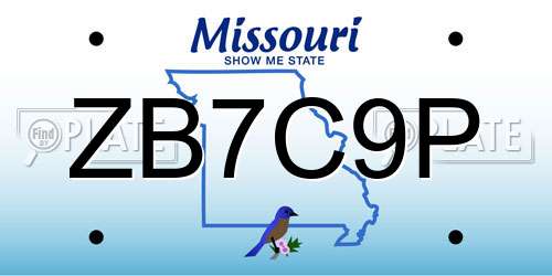 ZB7C9P Missouri License Plate