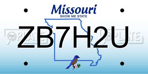 ZB7H2U Missouri License Plate
