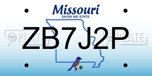 ZB7J2P Missouri License Plate
