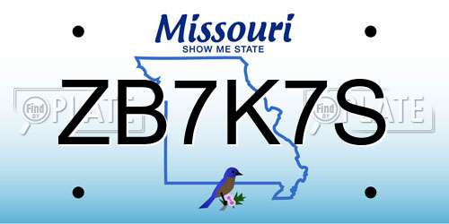 ZB7K7S Missouri License Plate