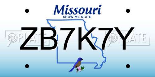 ZB7K7Y Missouri License Plate