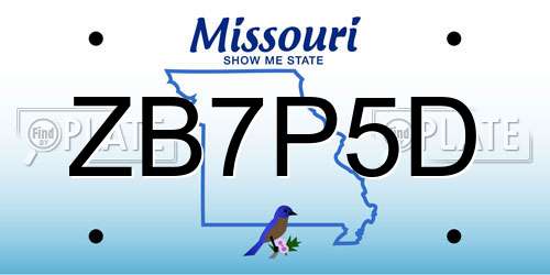 ZB7P5D Missouri License Plate