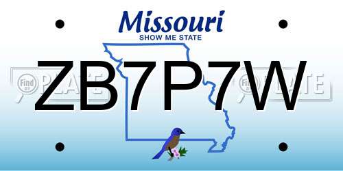 ZB7P7W Missouri License Plate