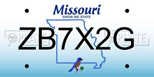 ZB7X2G Missouri License Plate