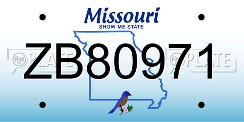 ZB80971 Missouri License Plate