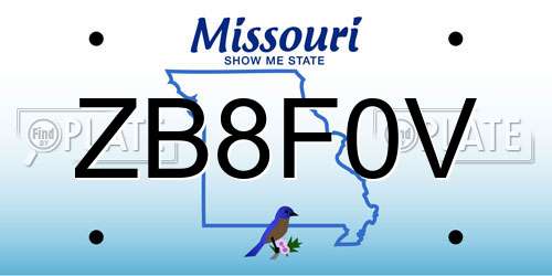 ZB8F0V Missouri License Plate