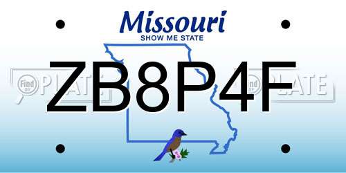 ZB8P4F Missouri License Plate