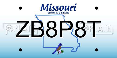 ZB8P8T Missouri License Plate