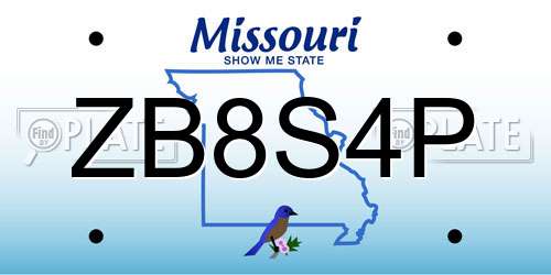 ZB8S4P Missouri License Plate