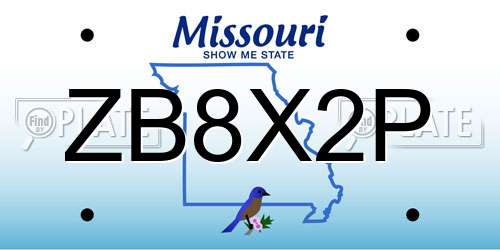 ZB8X2P Missouri License Plate