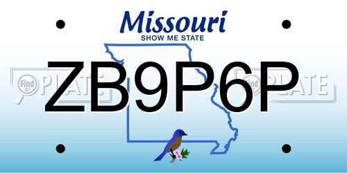 ZB9P6P Missouri License Plate
