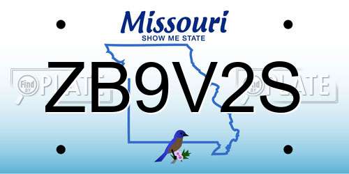 ZB9V2S Missouri License Plate