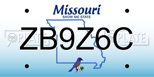 ZB9Z6C Missouri License Plate