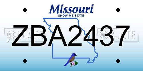ZBA2437 Missouri License Plate