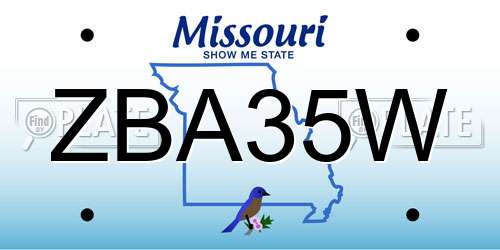 ZBA35W Missouri License Plate