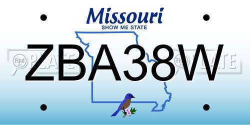 ZBA38W Missouri License Plate