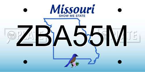 ZBA55M Missouri License Plate