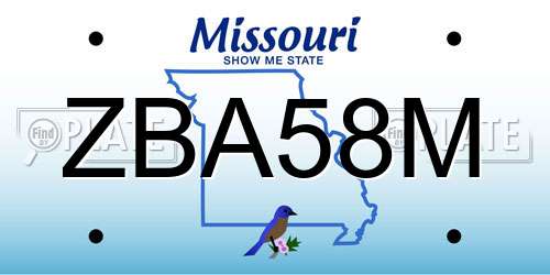 ZBA58M Missouri License Plate
