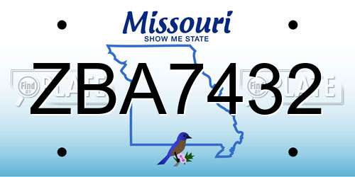 ZBA7432 Missouri License Plate