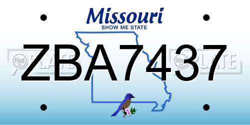 ZBA7437 Missouri License Plate