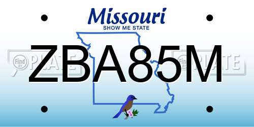 ZBA85M Missouri License Plate