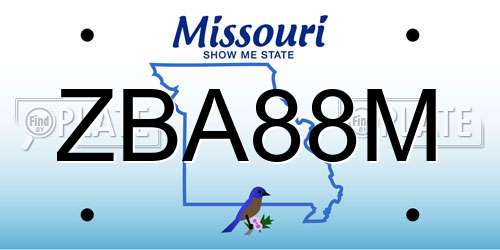 ZBA88M Missouri License Plate