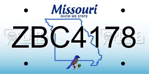 ZBC4178 Missouri License Plate