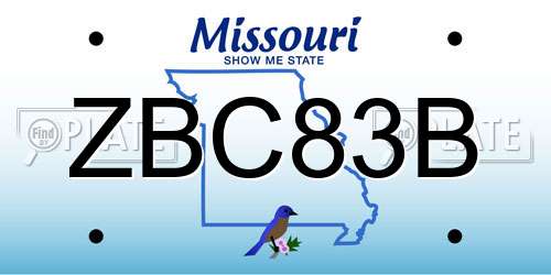 ZBC83B Missouri License Plate