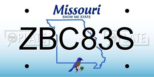 ZBC83S Missouri License Plate