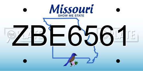 ZBE6561 Missouri License Plate