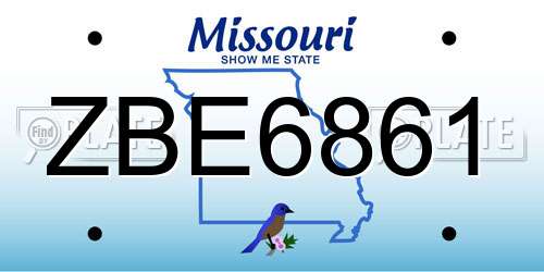 ZBE6861 Missouri License Plate