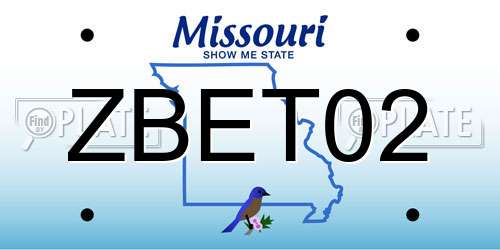ZBET02 Missouri License Plate