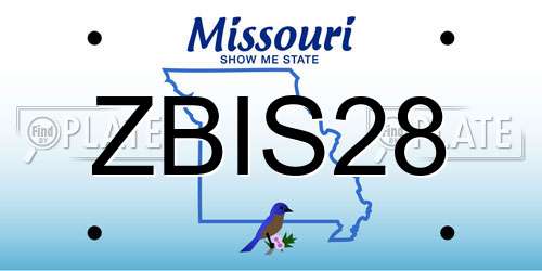 ZBIS28 Missouri License Plate