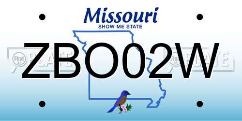 ZBO02W Missouri License Plate