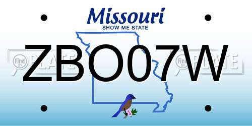 ZBO07W Missouri License Plate