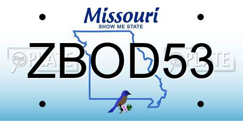 ZBOD53 Missouri License Plate