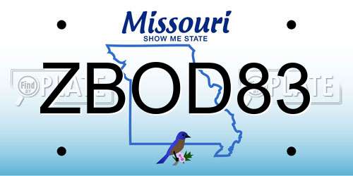 ZBOD83 Missouri License Plate