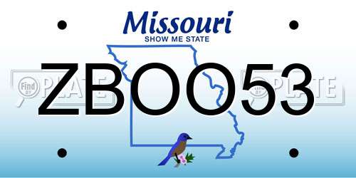 ZBOO53 Missouri License Plate