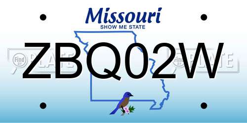 ZBQ02W Missouri License Plate