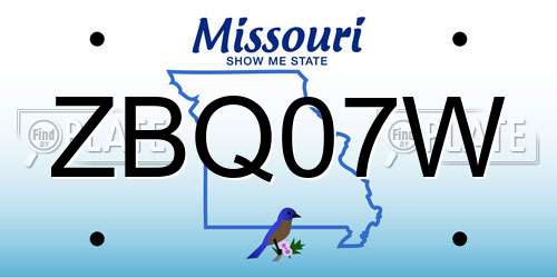 ZBQ07W Missouri License Plate