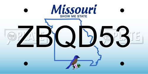 ZBQD53 Missouri License Plate