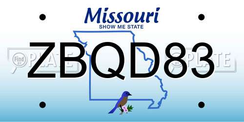 ZBQD83 Missouri License Plate