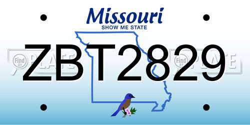ZBT2829 Missouri License Plate