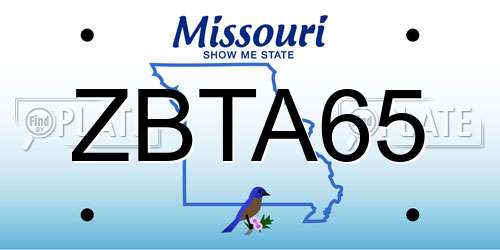 ZBTA65 Missouri License Plate