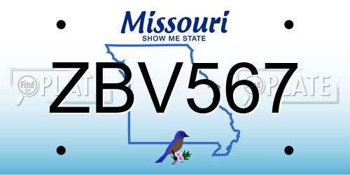 ZBV567 Missouri License Plate