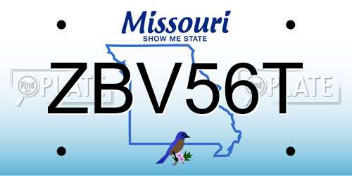 ZBV56T Missouri License Plate